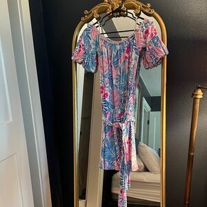 Floral Off-Shoulder Dress with Belt